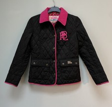 Pauls Boutique Womens Button Up Quilted Jacket Black Pink Xs