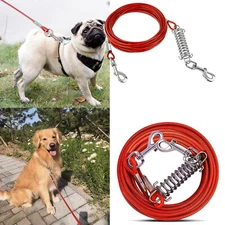 10/30FT Pet Dog Tie-Out Cable Leash Large Dog Metal Wire Steel Spring Chain Lead