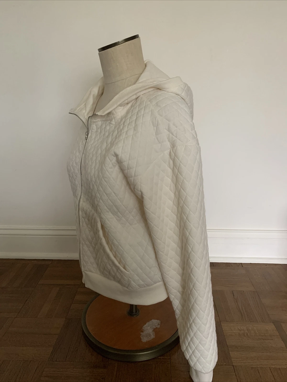 OFF WHITE kendall kylie felpa con cappuccio panna junior taglia large manica lunga nuova con etichetta