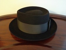 RARE Vintage Men's Dark Brown Brock Porkpie Fedora Hat Size 7 1/8