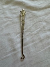 Antique Sterling Silver Handle Button Hook w/ Beaded  Scrolling Design
