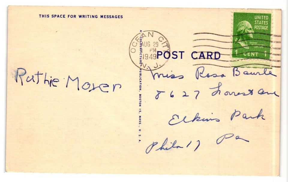 Postcard Aerial View Boardwalk Beach Ocean City New Jersey NJ ...