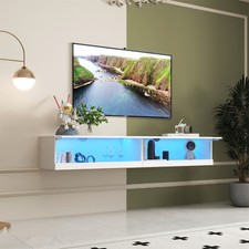 Floating TV Stand LED Wall Mounted Media Console Cabinets for TVs Up to 80in