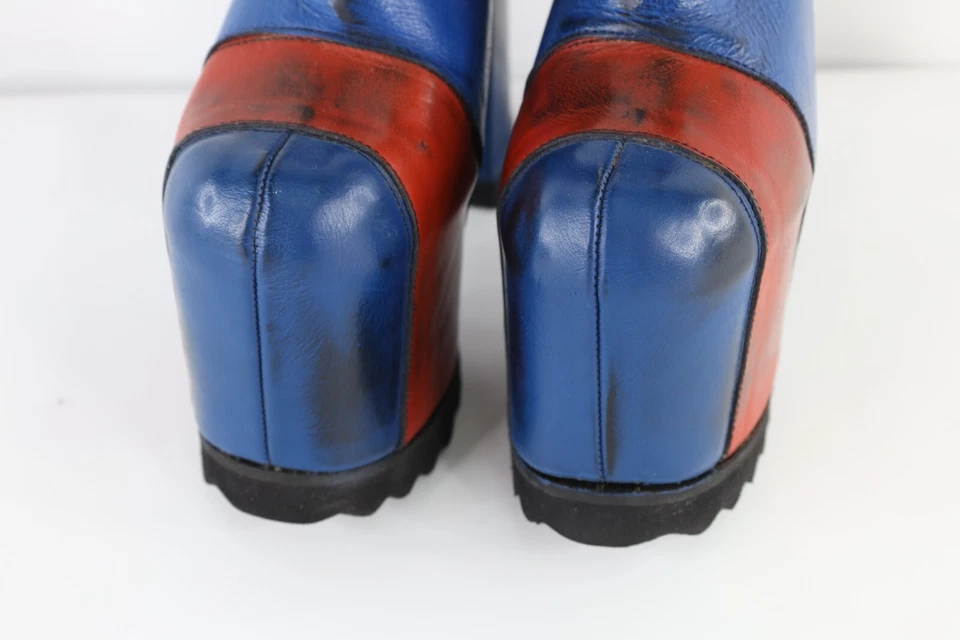 Vtg 90s Luichiny Women 8 Pebble Grain Leather Side Zip Heel Platform Boots AS IS - Image 3 of 4