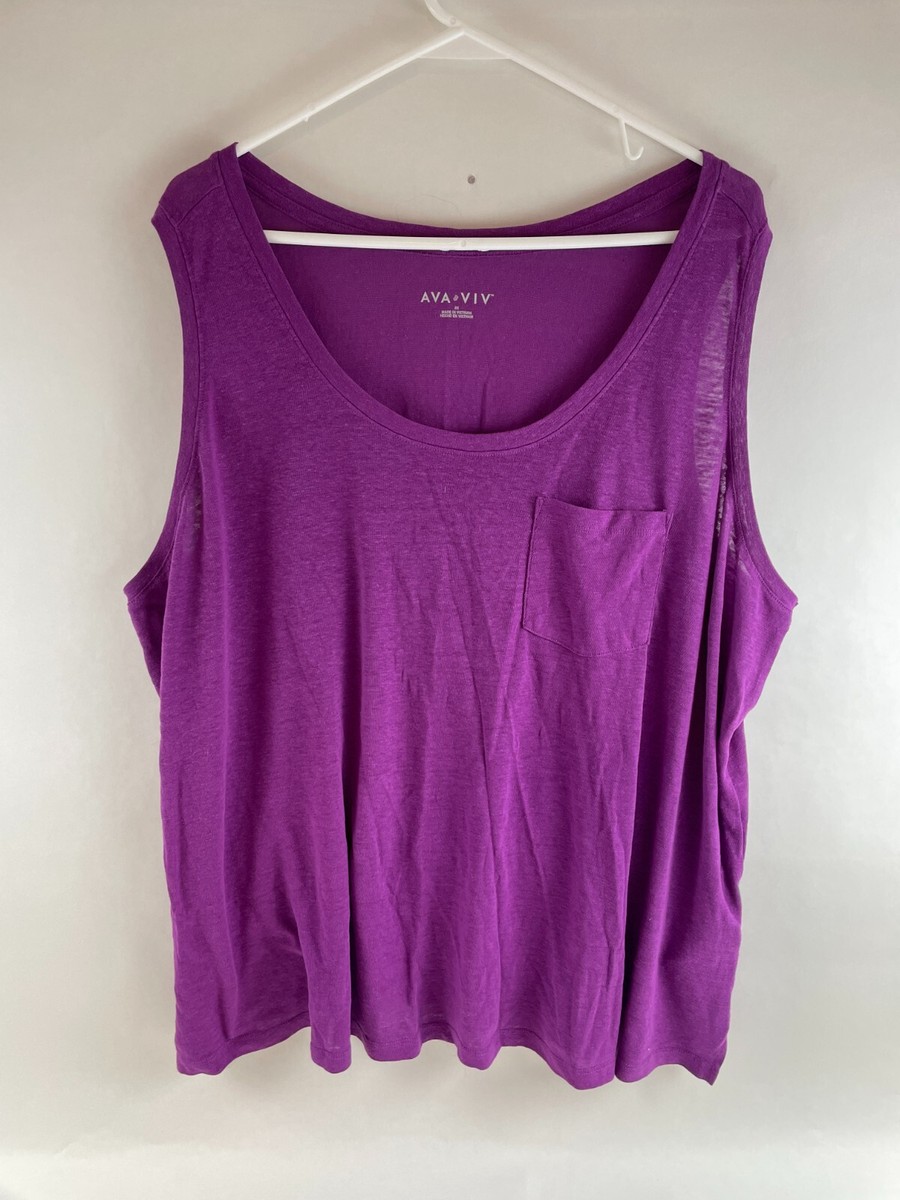 AVAVAV 売れ筋商品|||アヴァヴァヴ シャツ トップス レディース Shirts Purple Ava & Viv Shirt Women's Plus Size 3X Purple Linen Blend