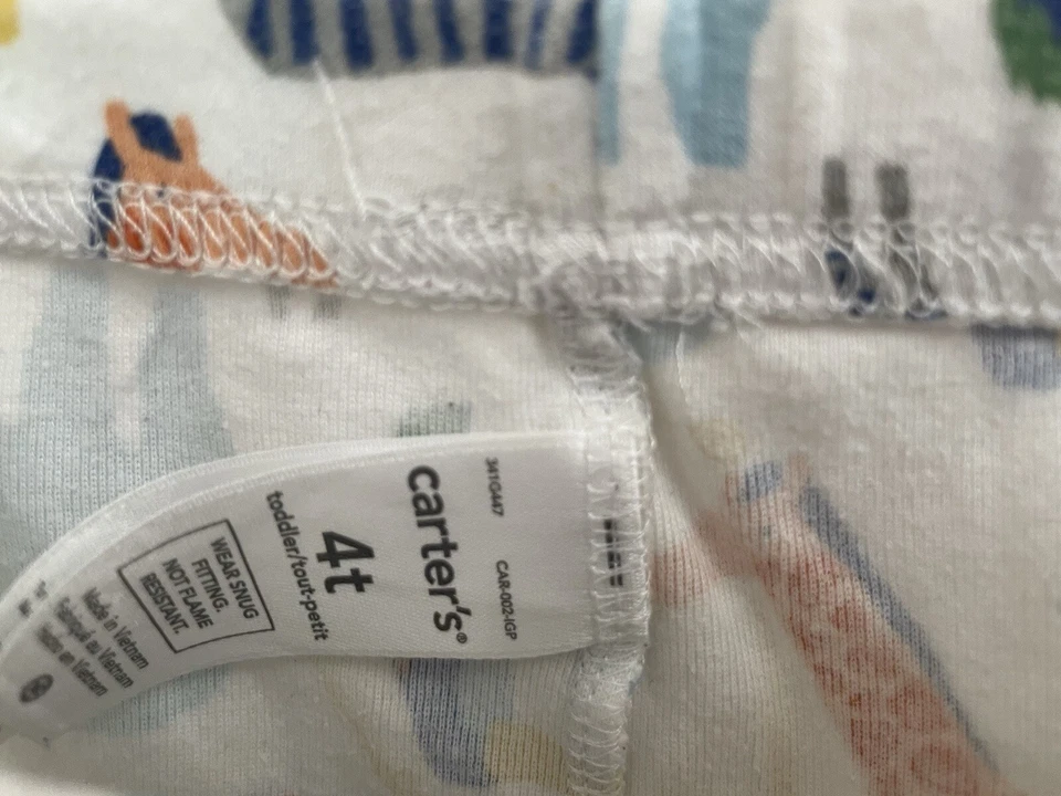 Pantalones de pijama Carter's blancos 4T coloridos con estampado de animales de safari 100 % algodón para niños pequeños Foto 2 de 4