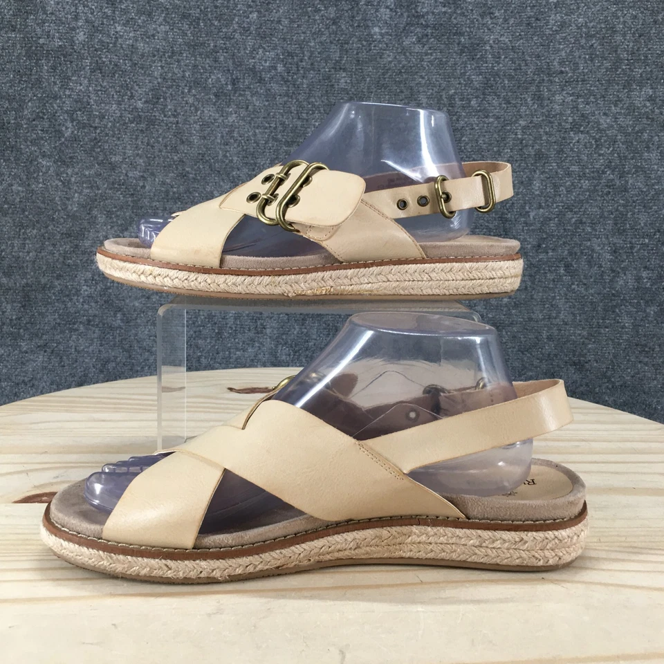 Ruff Hewn Sandals Womens 9 M Ofelia Espadrille Beige Faux Leather Buckle Strap - Image 2 of 4