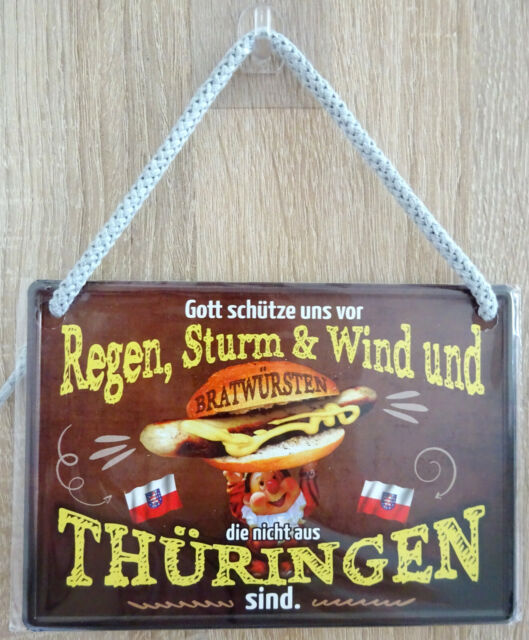 Hängeschild Schild 16x11cm - Gott schütze uns Bratwurst nicht aus Thüringen sind