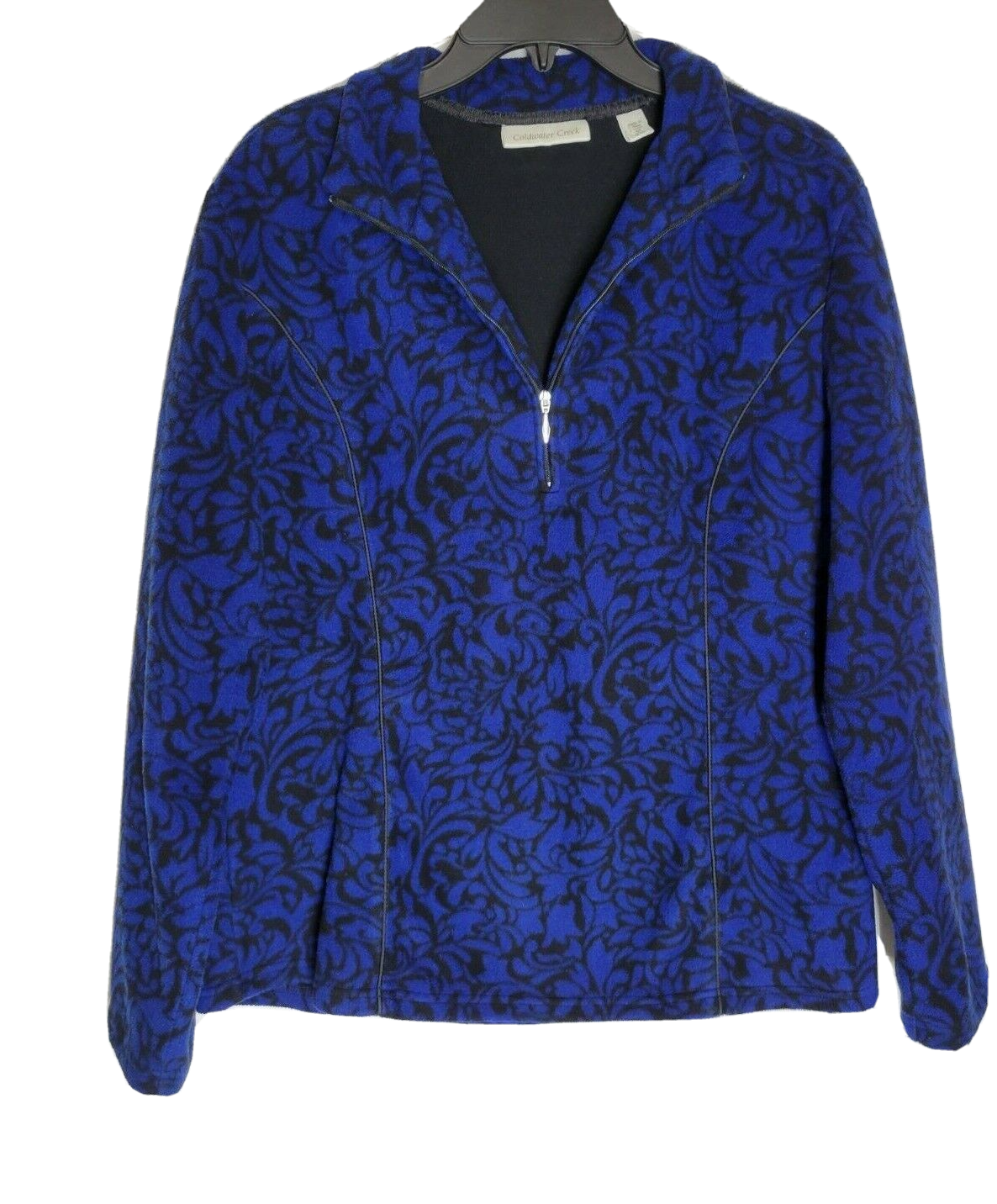 Coldwater Creek Womens Blue Black Pullover 1/4 Zip Sweater Jacket Size Medium
