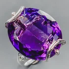 Jewelry 28 ct Natural Amethyst Ring 925 Sterling Silver Size 7.5 /R438547