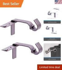 Elegant Pewter 5/8" Curtain Rod Bracket Set   Quick, No Measure Installation