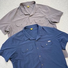 Eddie Bauer LOT OF 2 Mens 2XL Blue Gray Travex Lightweight Button Up Stretch