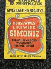 SIMONIZ Matchbook Simoniz Polish Furniture FLOORS Automobiles FRIDGE Marketing