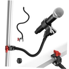 Gooseneck Microphone Stand, 19.69" Adjustable Mic Clip with 3/8" to 5/8"