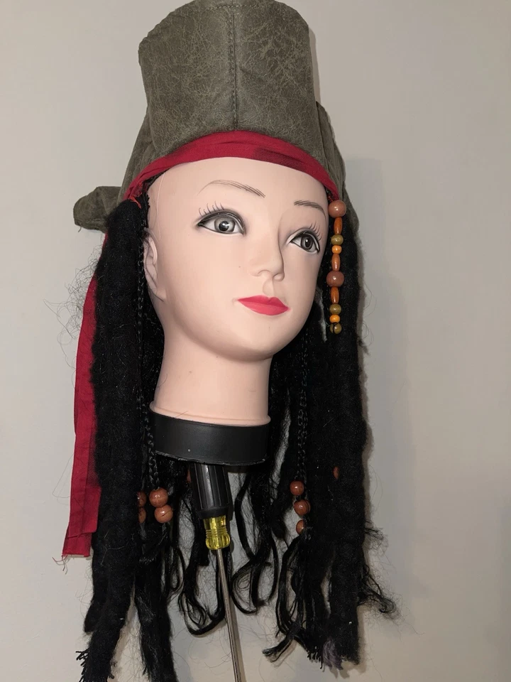 Disney Piratas del Caribe Jack Gorrión Sombrero Rastas Disfraz Halloween Foto 2 de 4