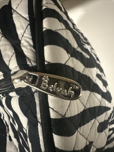 Belvah quilted black & white zebra print duffel bag black pink purple BS1100 gym - Picture 4 of 8