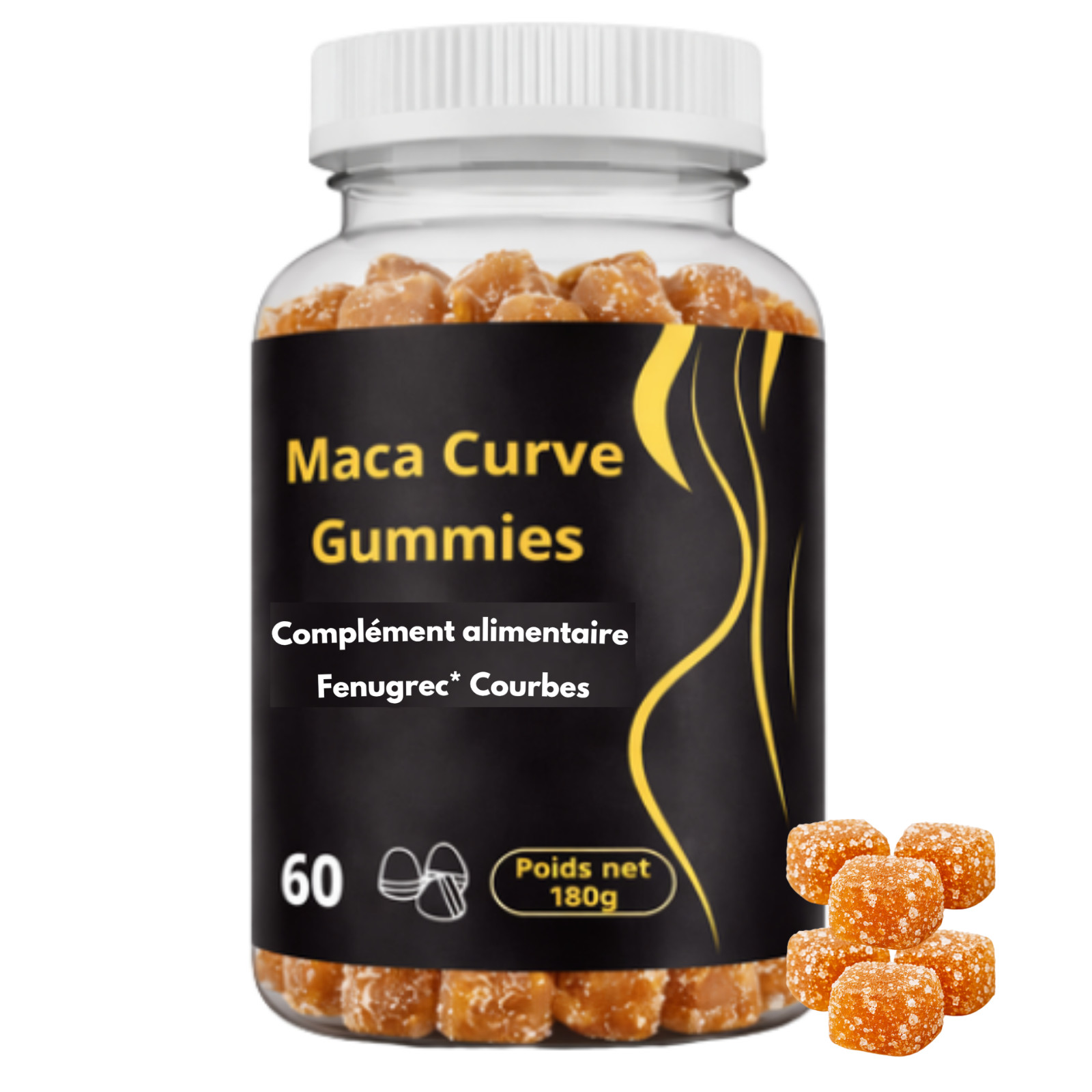 Gummies à base d'ingrédients 100% naturels de maca pour booster la vitalité et galber le corps