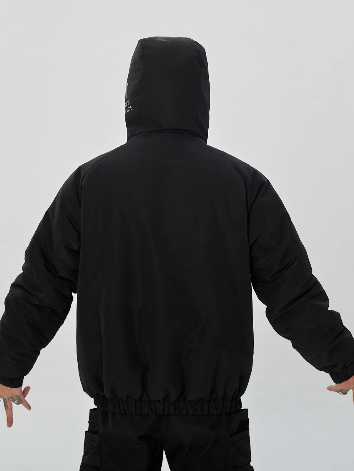 Niepce Men's Techwear Streetwear Hooded Jacket Black Windbreaker Zip Up Coat - product detail image 10