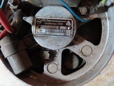 Lichtmaschine Wartburg 353 8042.401/2 14v 42A