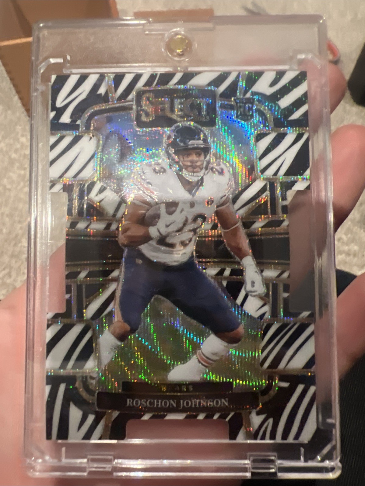 2023 Panini Select Concourse Roschon Johnson #19 Zebra Prizm Die-Cut (RC)