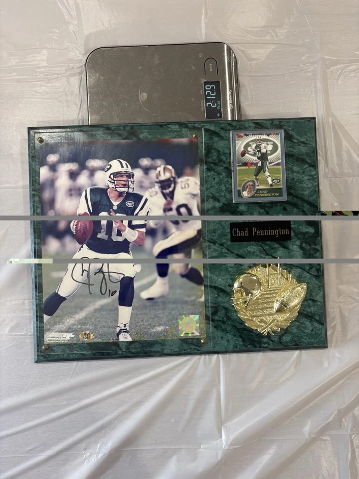 Placa autografiada con certificado de autenticidad de Chad Pennington New York Jets Foto 3 de 4