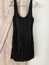 Lily Rose Black Mini Dress Large Women’s/Juniors Sequined Pullover Round Neck 