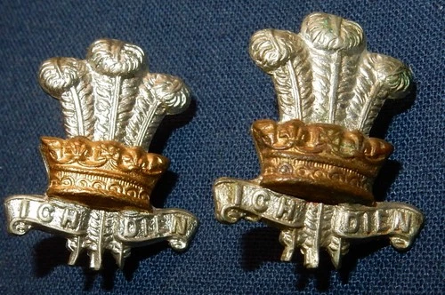 GENUINE WW1 ERA THE LEINSTER REGIMENT BI METAL COLLAR BADGE PAIR WORLD WAR I