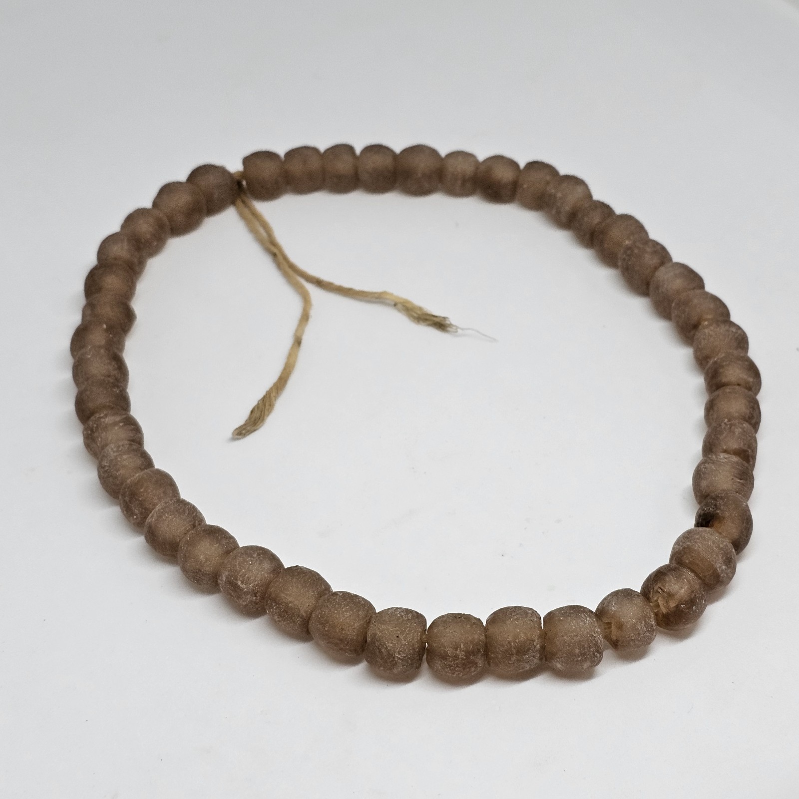 Ghana African Krobo Transparent Matte Brown Recycled Glass Trade Beads