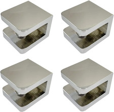 Pack of 4 Lukloy Shower Glass Clamp, No-Drill-On-Glass Fixed Panel Shower Door C