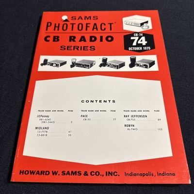 #ad SAMS Photofact CB Radio Series Manual CB 74 October 1975 $7.99