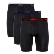 Hanes Men's Moves Performance Boxer Brief, Total Support Pouch, Medium, Black