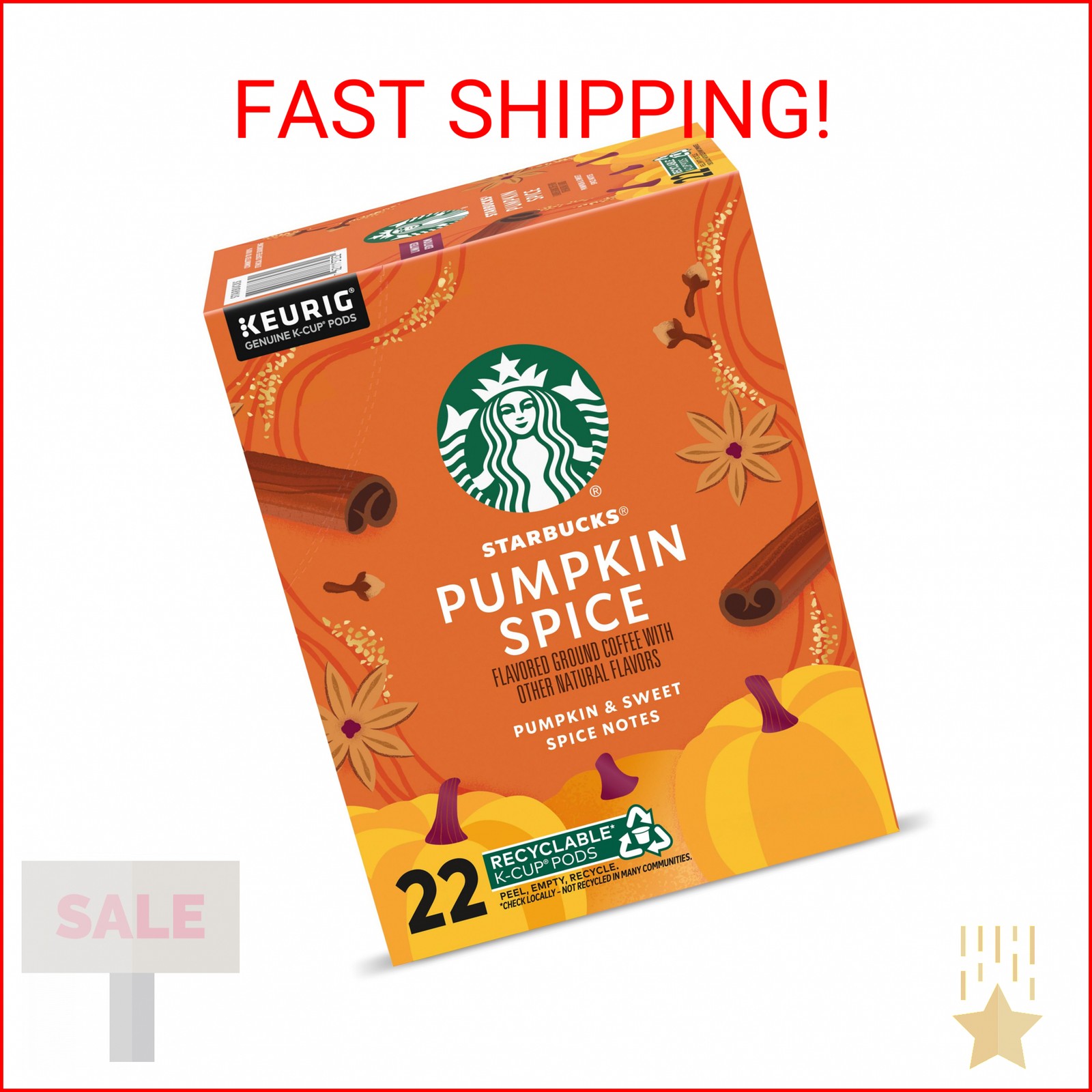 Starbucks K-Cup Coffee Pods, Pumpkin Spice Flavored for Keurig Coffee Makers, 10