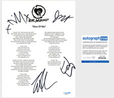 'Rise Against’ Band Signed Lyric Sheet 'Hero Of War' Tim Mcilrath +3 ACOA