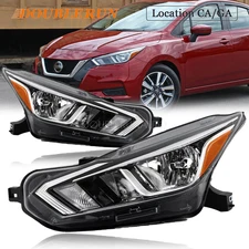 For 2020-2022 Nissan Versa S SV Halogen Headlights Headlamps Assembly Pair LH+RH