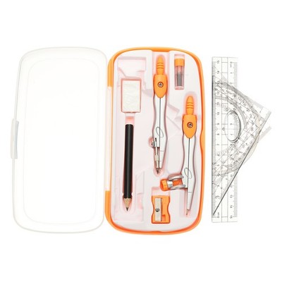 Geometry Precision Tool Set, 11 Pcs Geometry Set for Math, Orange(Style 1)