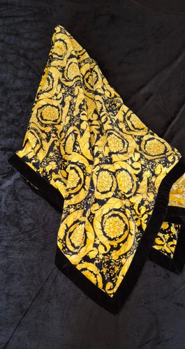 GIANNI VERSACE New New Plaid Blanket Blanket Throw Cashmere Velvet Velvet 130x130 - Picture 1 of 18