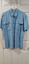 Magellan Shirt Mens Blue Med Plaid S/S Relaxed Fit Fish Gear Moisture-Wicking