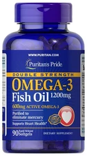 Puritans Pride Double Strength Omega3 Fish Oil 1200 mg/600 mg Omega3 -90Softgels