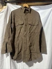 Vintage US ARMY Military GABARDINE "pinks" S Brown WWII Long Sleeve Shirt 1942