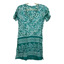 Raj Tunic Dress Cover Up Embroidered Print Sz Small Swim Cotton Lightweight