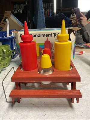 Vintage Gemco THE CONDIMENT TABLE Picnic Set Salt Pepper Napkins Ketchup Mustard