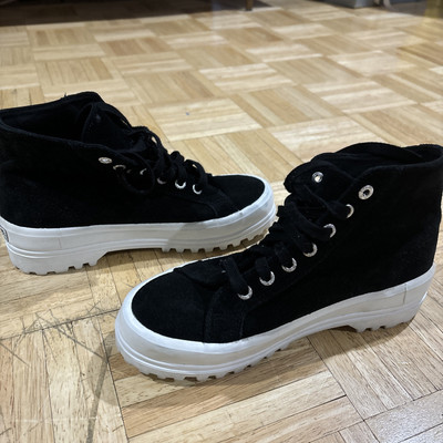 Superga style s111cvw High Top Platform Sneakers Lace Up Black Size 38 US 7.5 W