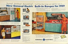 General Electric GE Built-In Ranges for 1959 2 Page Vintage Print Ad 1959