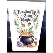Brewing Up Some Magic Waffle Tea Towel Cauldron Witchy Kitchen