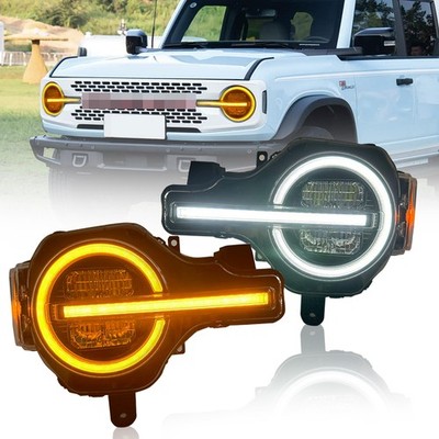 2PCS For Ford Bronco 2021-2025 Headlights Raptor Style Full LED Animation Lamp
