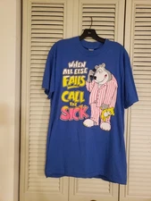 Vintage NOS When All Else Fails Call In Sick Blue T-Shirt XL Sun Sportswear USA