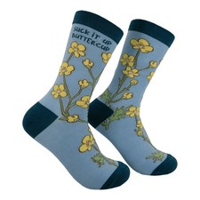 Suck It Up Buttercup Socks Funny Sarcastic Flower Graphic Novelty Footwear for