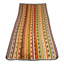 Vintage Handmade Crochet Afghan Throw Rainbow Striped Boho Hippie Blanket 70x37