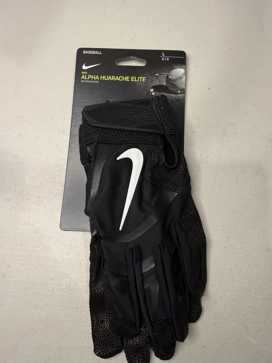 Guantes de bateo de béisbol talla grande Nike Alpha Huarache Elite negros CV0720-091