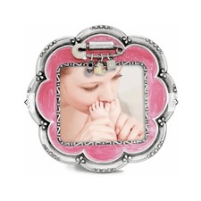 NEW Brighton Baby Love Picture Frame 4.5" Pink Enamel Silver Tone Nursery Decor
